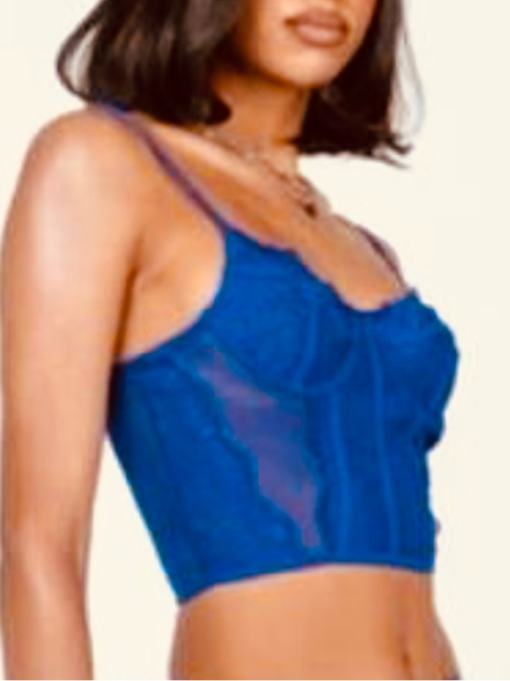 Princess Polly Women’s Royal Blue Bustier / Corset Sheer Top. Size L/ XL